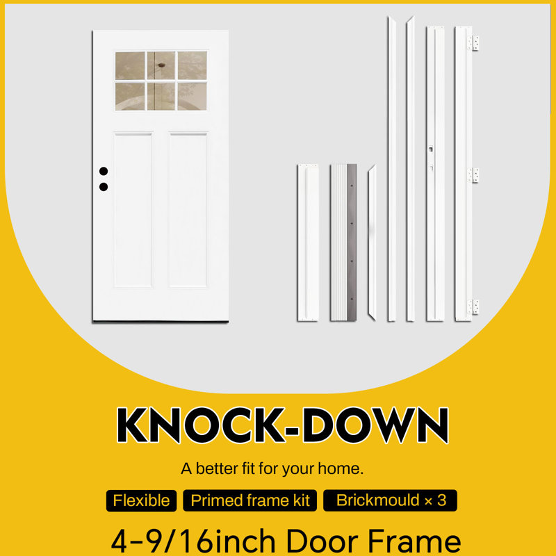 Porte d'entrée extérieure moderne avec verre propre 6-Lite à l'épreuve des intempéries pour tous les climats, Main droite