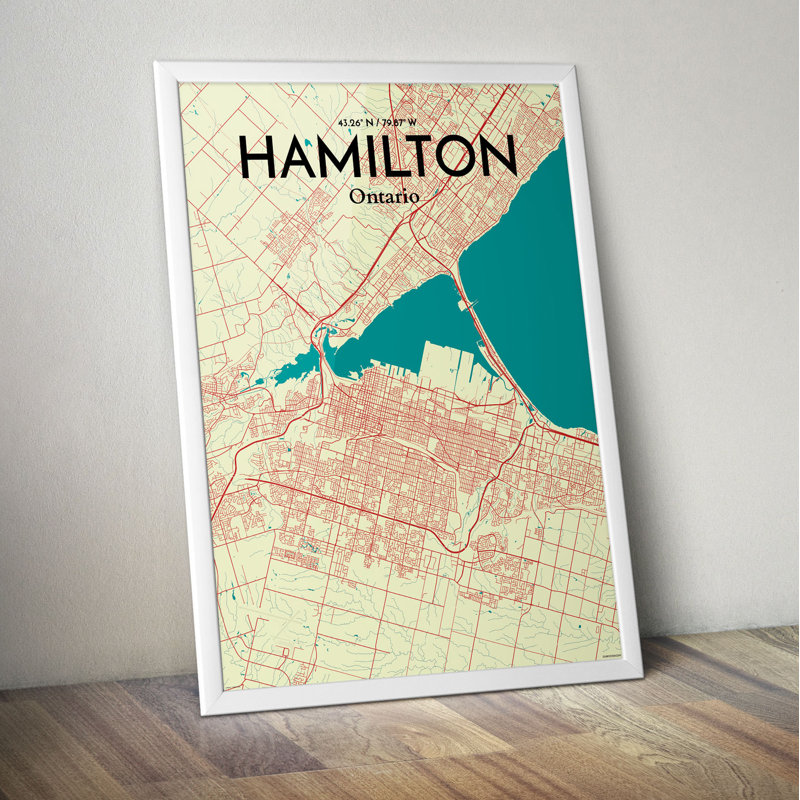Hamilton City Map - No Frame Print, 91.4cm H x 61cm W x 0.13cm D x 0.13cm D