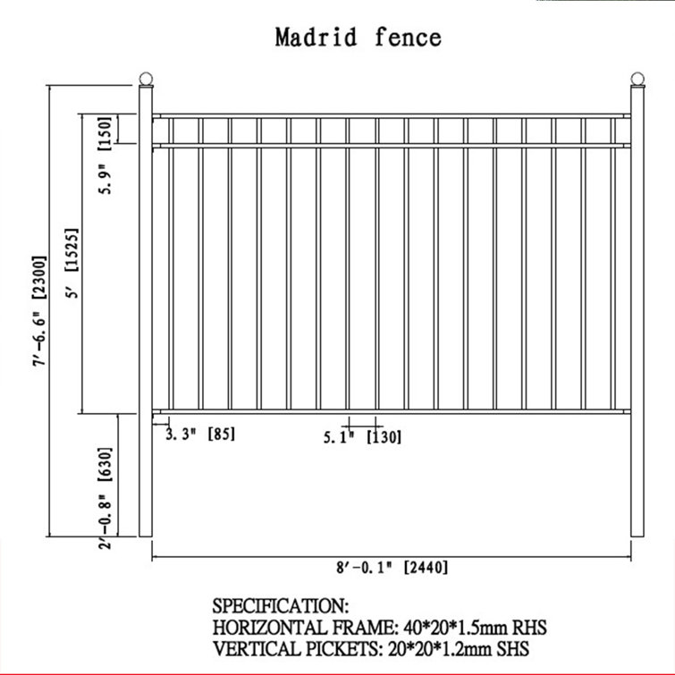  ALEKO Puerta de hierro (62 x 81 pulgadas, parte superior  cuadrada individual) : Herramientas y Mejoras del Hogar