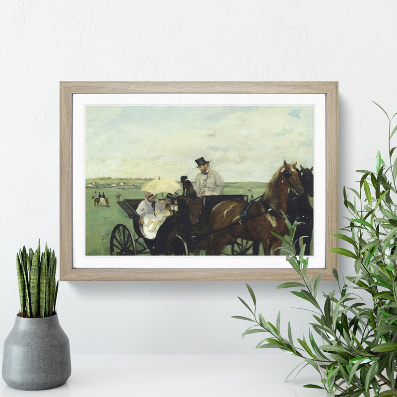 At the Races in the Countryside by Edgar Degas - Picture Frame Graphic Art, Oak Framed, 27cm H x 36cm W x 2cm D