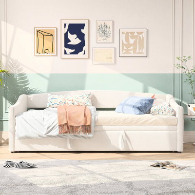 Velvet Upholstered Daybed with Pull Out Trundle