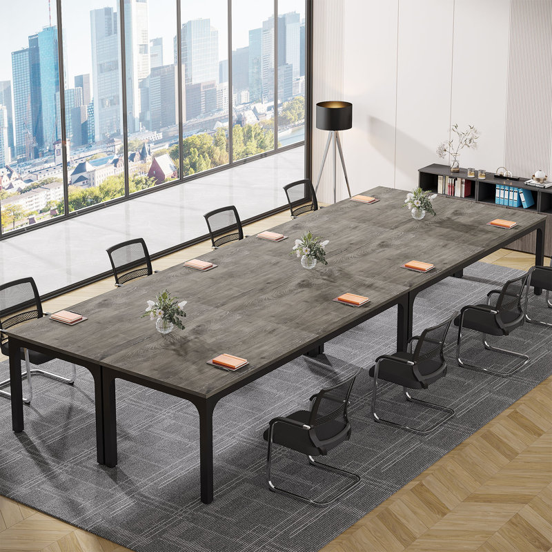 Mareme Rectangular Meeting Table, Gray/Black
