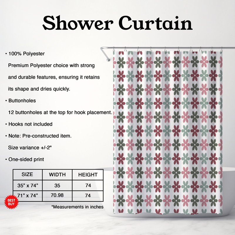 Rideau de douche Elegant Grid - Premium, H 74 po x l 35 po