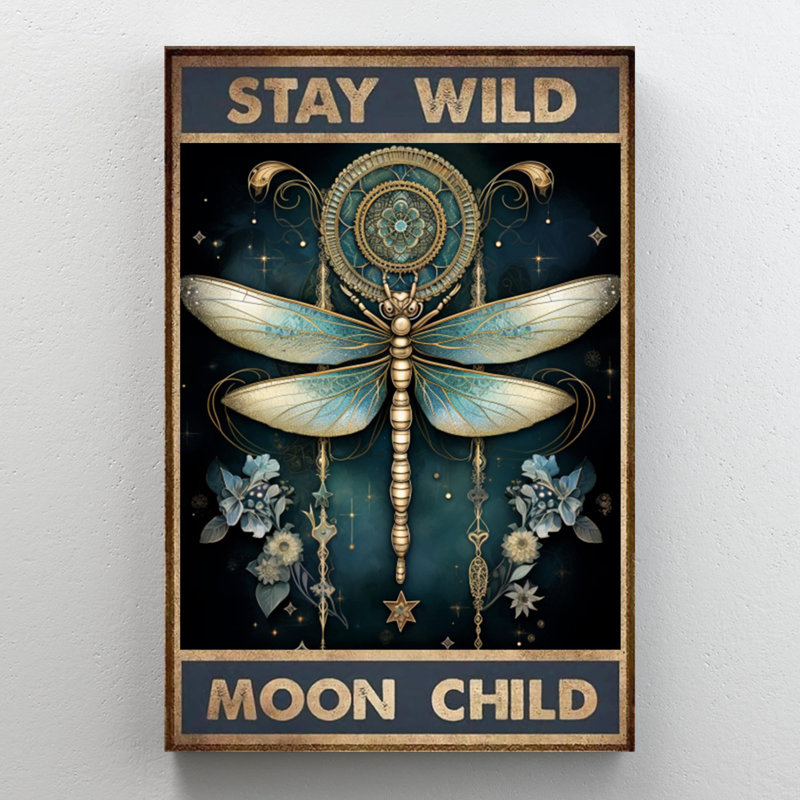 Libellule Stay Wild Moon Child, H 36 po x l 24 po x P 1,25 po
