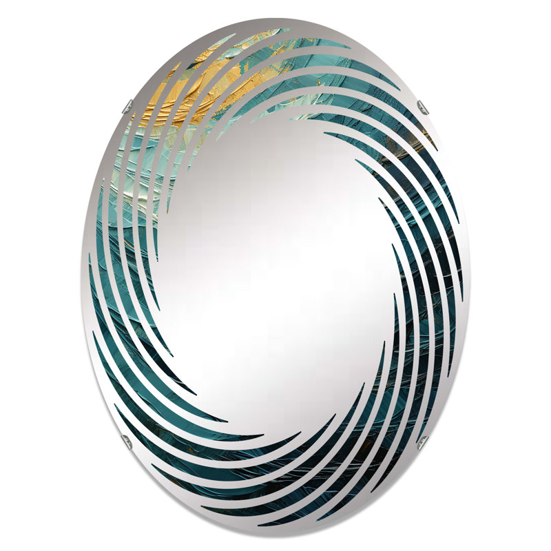 Teal Majestic Motion - Miroir mural en spirale MIR106115 O, L 24 po x H 36 po