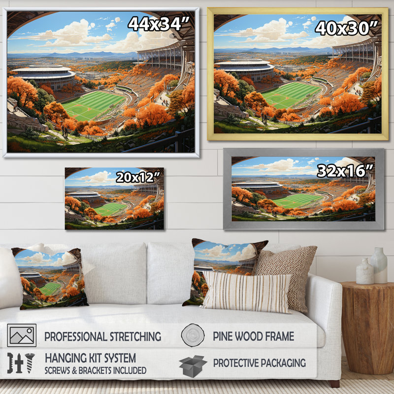 «Stadium In Spotlight Pastoral Patchwork I», reproduction sur toile, Toile tendue, H 24 po x l 32 po x P 1 po