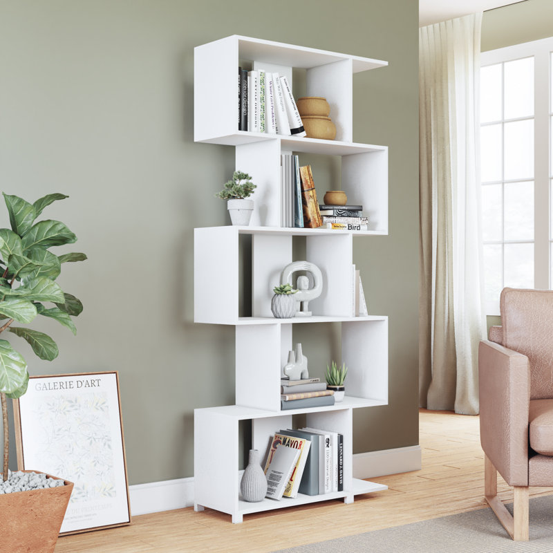 Bibliothèque ouverte blanche à 5 tablettes H 72,44 "x l 30,91" Petrolina, Blanc