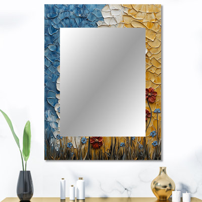 Or mosaïque florale Fiesta mexicaine - miroir mural décoratif carreaux Boho, miroir traditionnel, impression d'art en métal