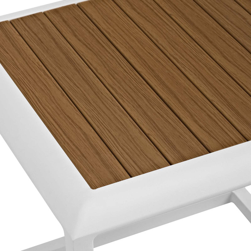 Stance Outdoor Patio Aluminum Side Table, Natural/White
