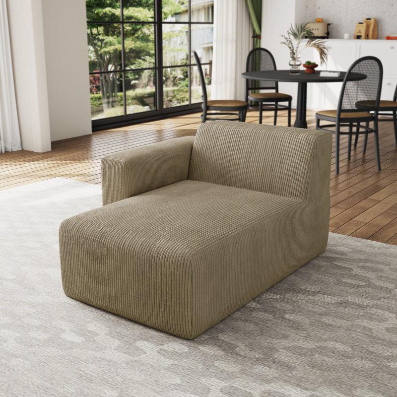 Upholstered Chaise Lounge, Left Hand Facing, Khaki