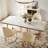 Modern White Faux Marble Dining Table with Double Pedestals Base Pre-Assembly-1827656890
