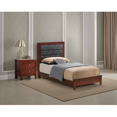 Ensemble de chambre à coucher 2 pièces Imatra avec lit simple en similicuir cerise