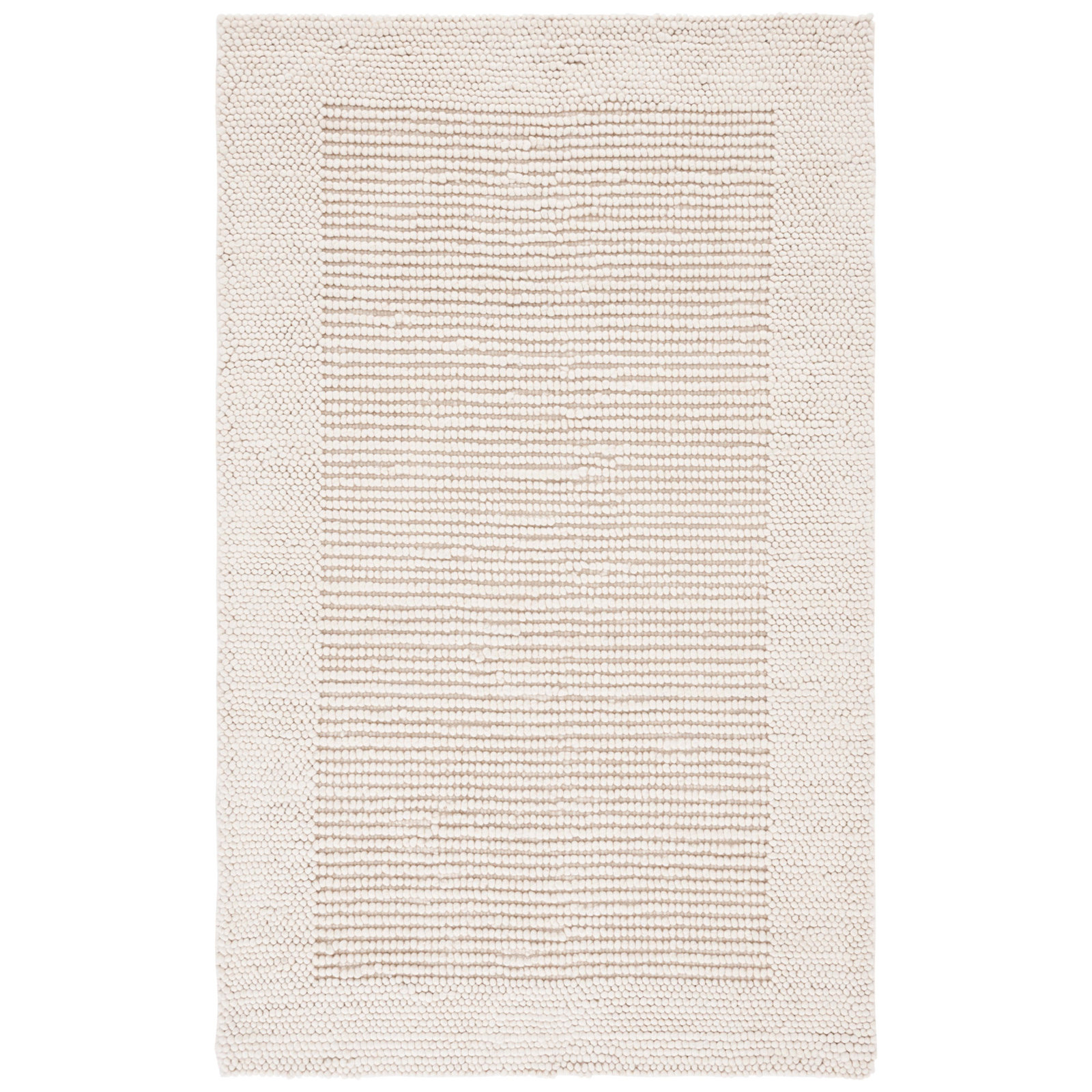 Burdick Ivory Beige Hand-Woven Wool Rug, Rectangle 9' x 12'
