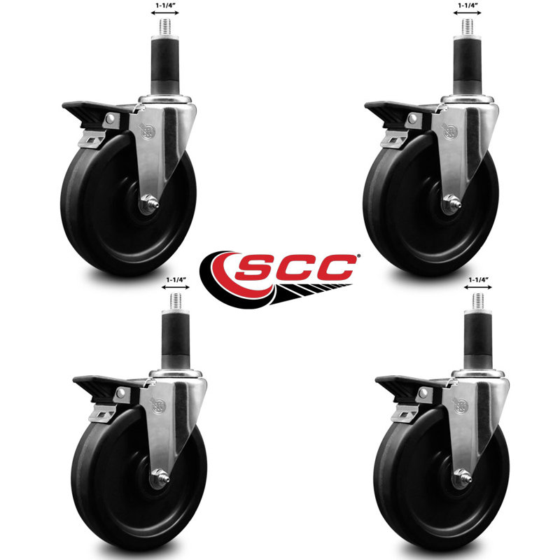 Ensemble de roulettes extensibles pivotantes de 1-1 / 4 po Phenolique avec frein SCC