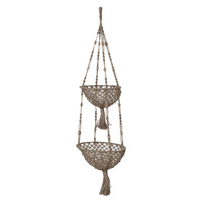 Hand-Woven Jute Macrame 2-Tier Plant Hanger