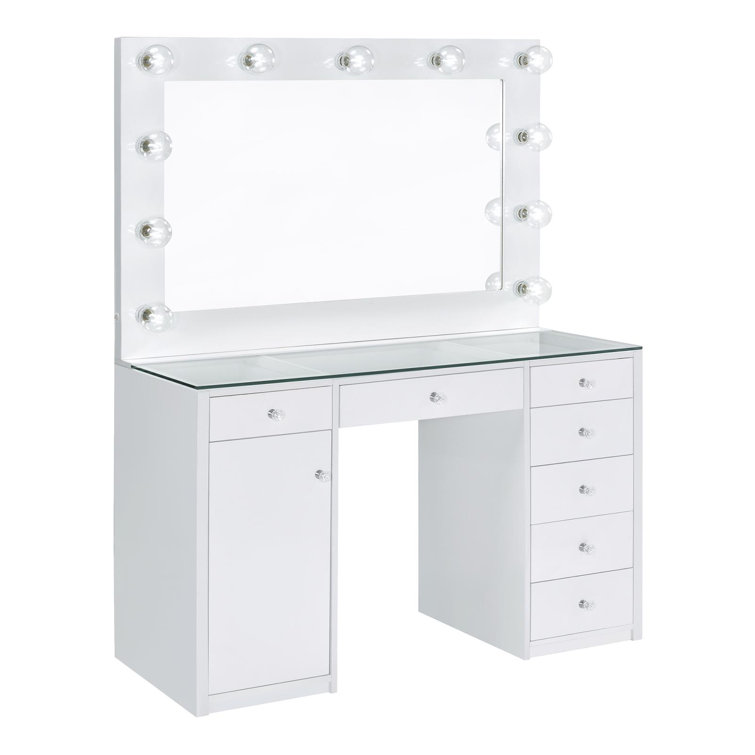 Amargosa 7-Drawer Makeup Vanity Table with LED Hollywood Mirror Lighting