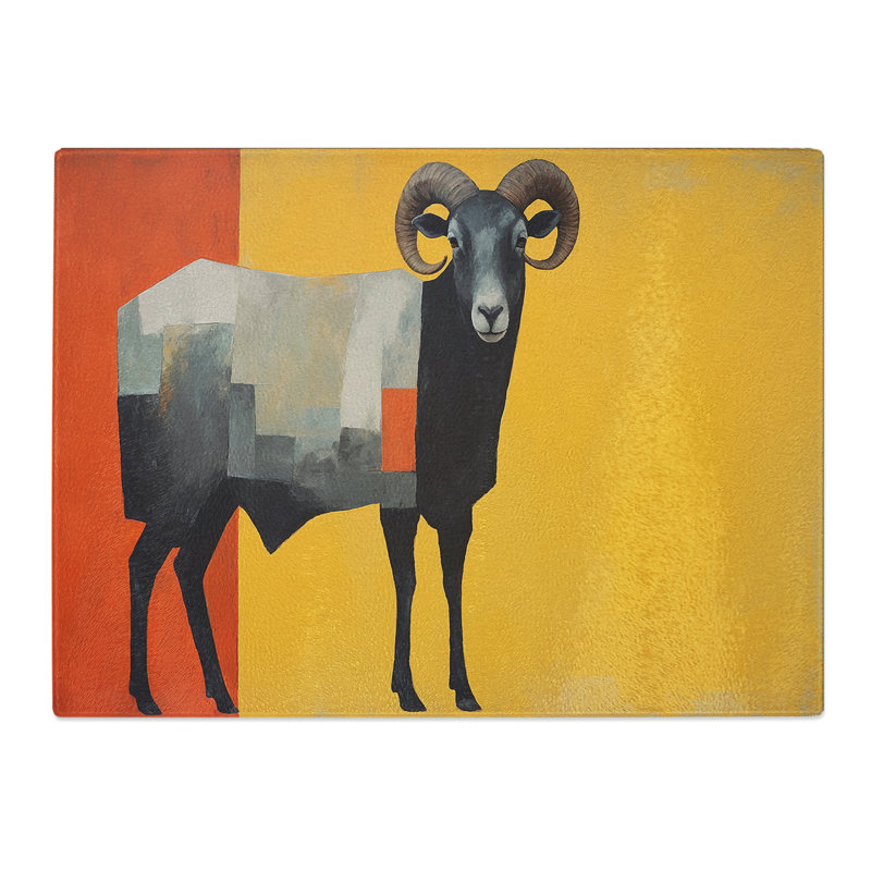 Ram Sheep Minimalism  Glass Chopping Board