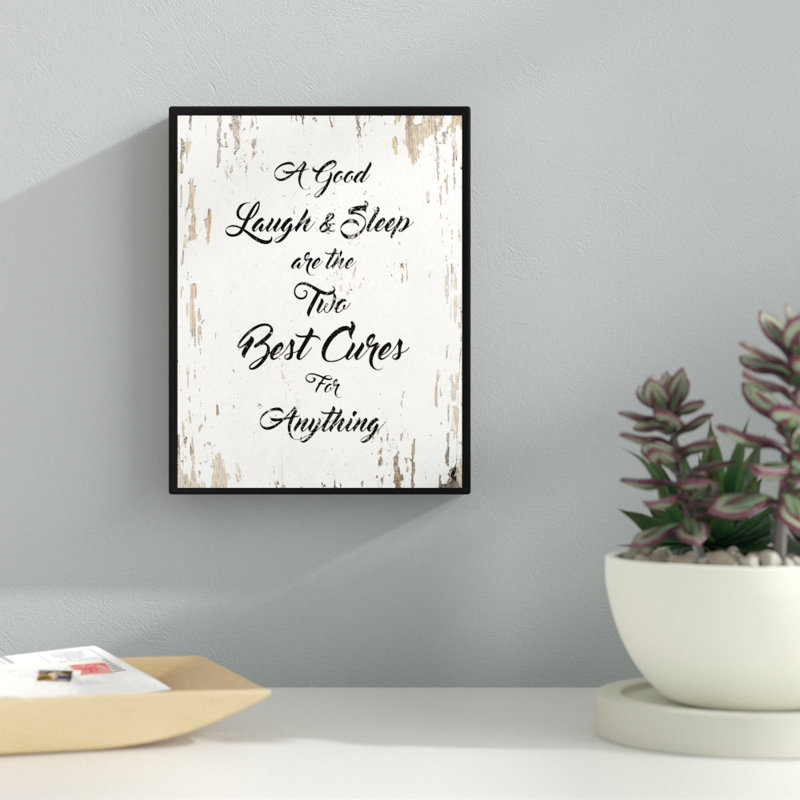 «A Good Laugh & Sleep are The Two Best Cures for N'importe quoi», reproduction d'art textuel sur toile encadrée