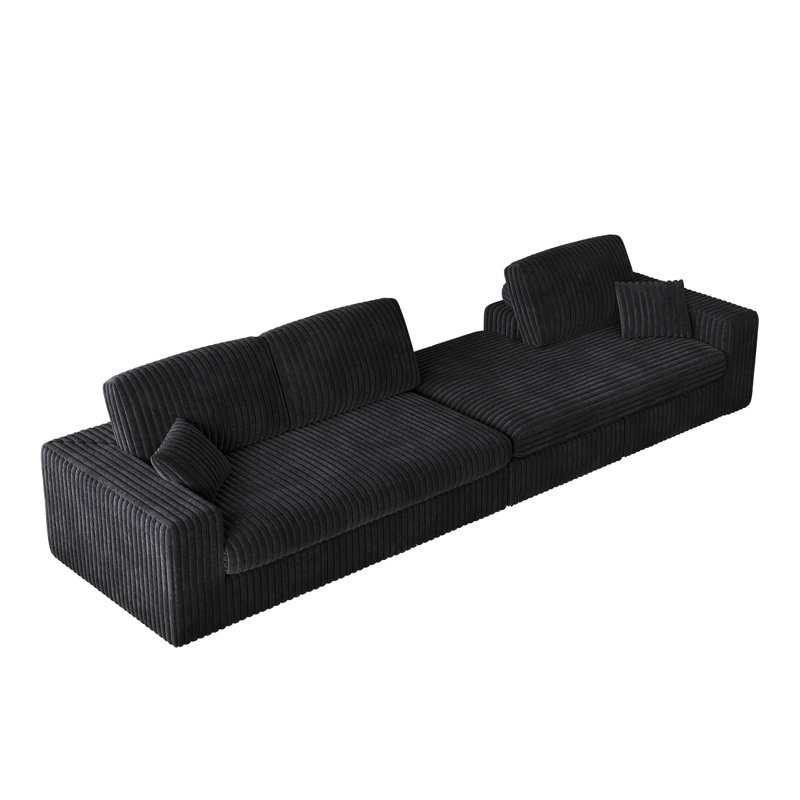 Canapé en velours côtelé modulaire de 114,5 pi, canapé réversible à siège inclinable, canapé 2 en 1 avec fauteuil inclinable et canapé en forme de L avec trois coussins décoratifs et deux coussins décoratifs