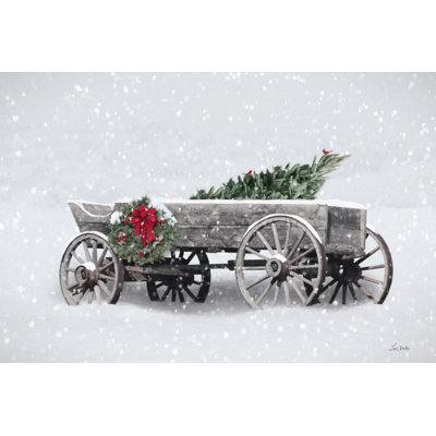 «Snowy Christmas Wagon On Canvas» par Lori Deiter, reproduction