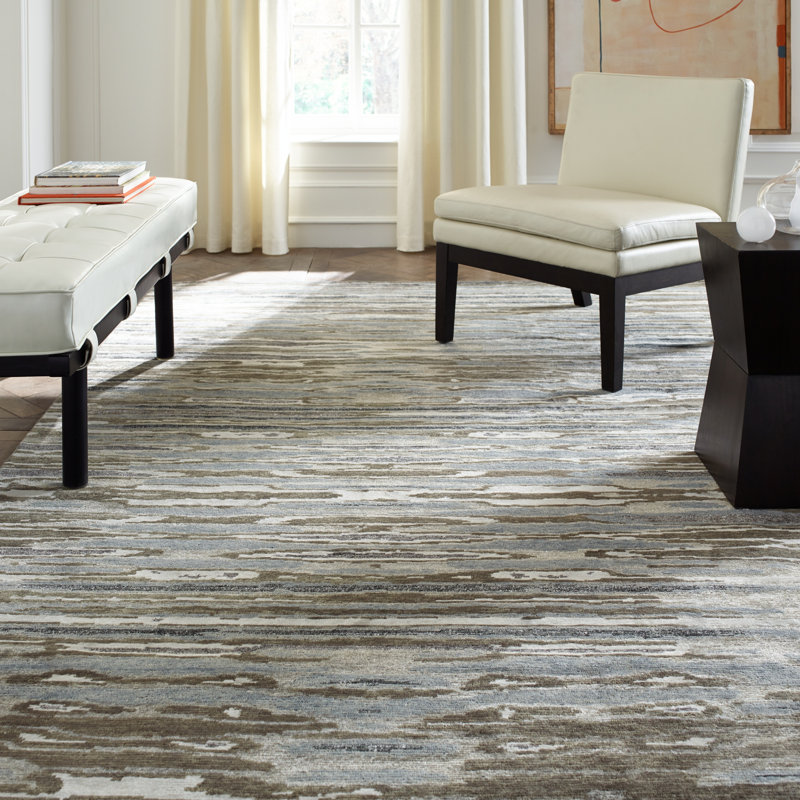 Abstract Area Rug in Brown, Rectangle 3' x 5'