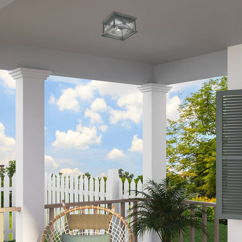 Cissna 10'' W Outdoor Flush Mount, Charcoal