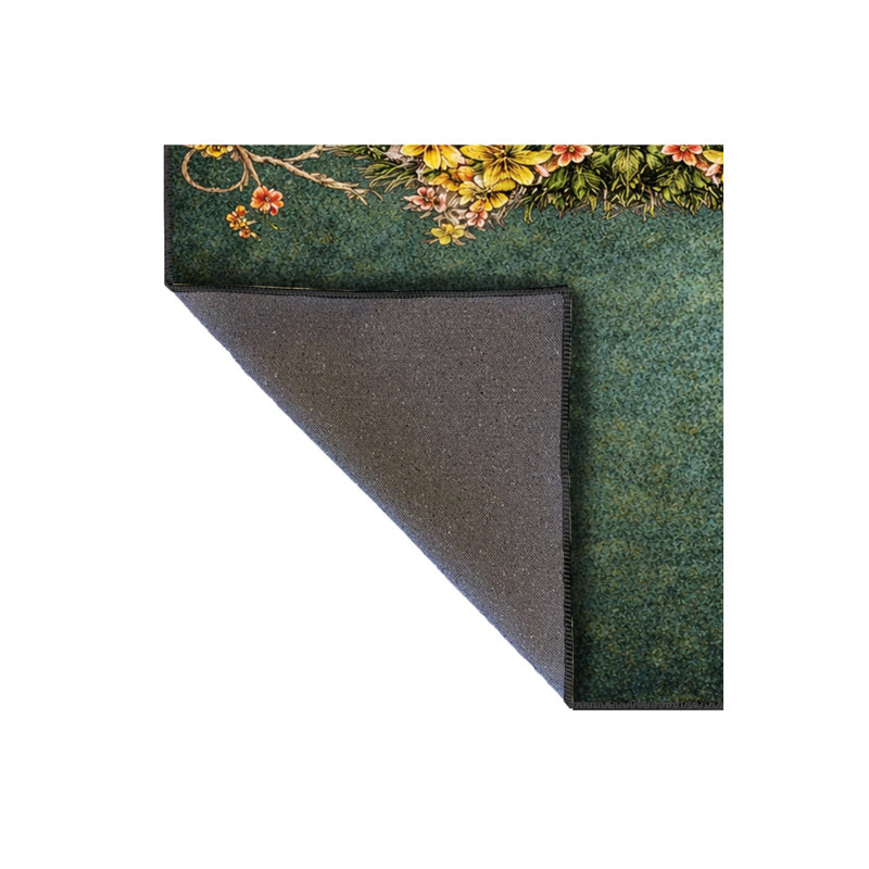 Tapis vert tissé à motif floral lavable Mosso, 2'4" x 3'11"