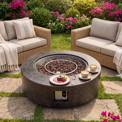 41" Round Concrete Propane Fire Pit Table