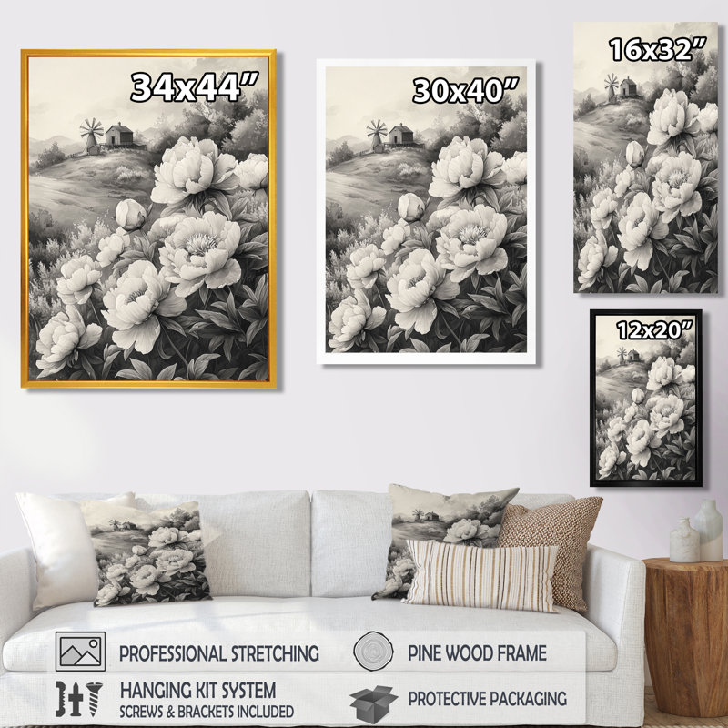 Edmundson - Art mural sur toile florale, H 32 po x l 16 po, Reproduction encadrée d'une seule photo, Argent argent