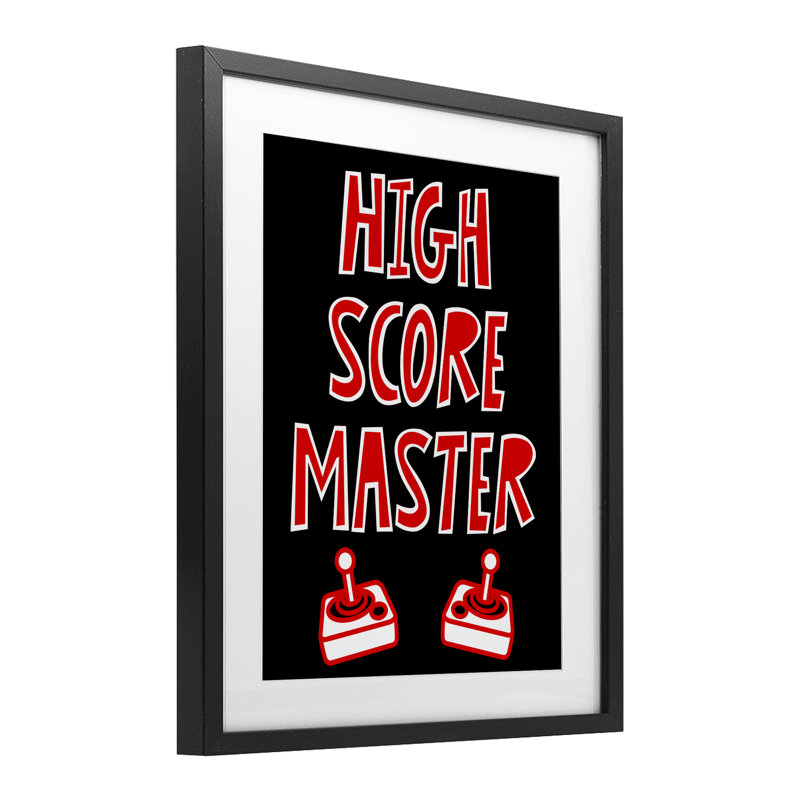 High Score Master Gamer, reproduction encadrée sous verre, conception de Marcus Prime, H 16 po x l 13 po, Cadre noir minuit