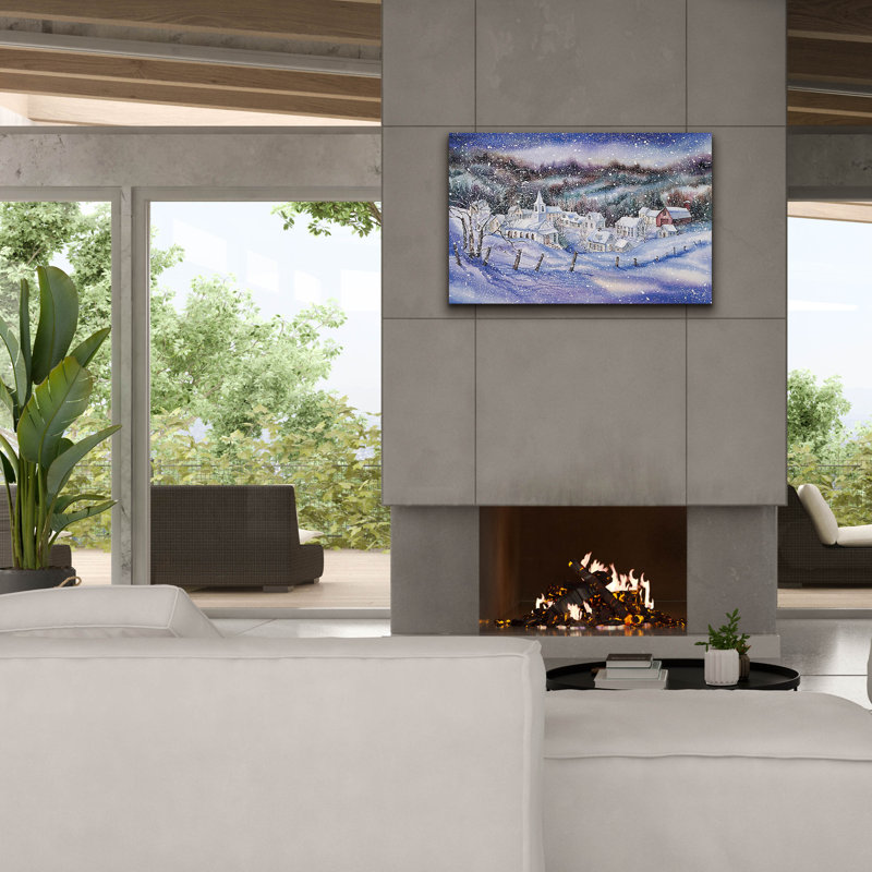 Art mural sur toile Winston Porter «Winter Village» par Kathleen Parr, H 26 po x l 40 po x P 1,5 po