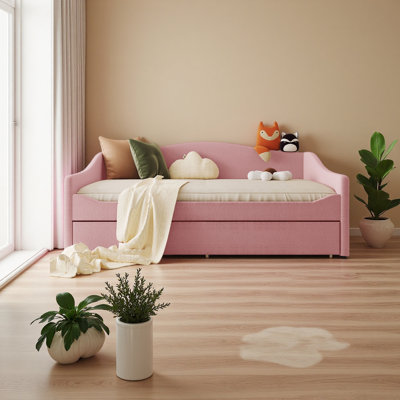 Full Size Upholstered Daybed With Light And Trundle