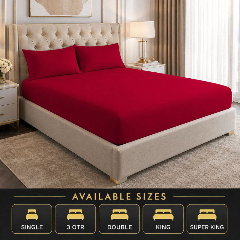 Rebrilliant Cotton Blend Fitted Sheet, Three Quarter, Red