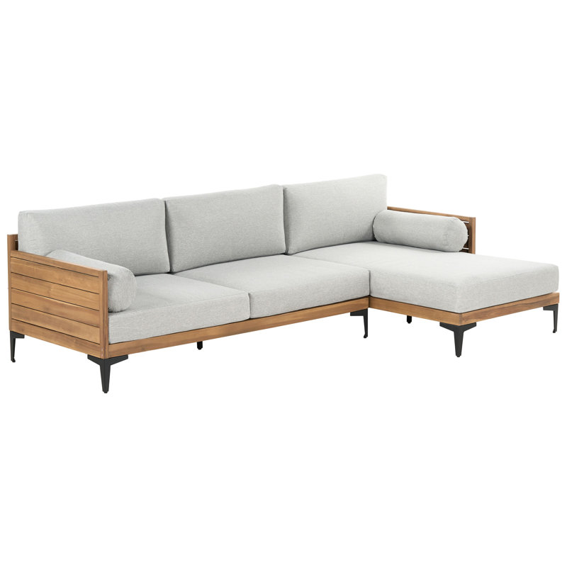 Azurdee 254cm Wide L-Shaped Acacia Patio Sofa with Cushions