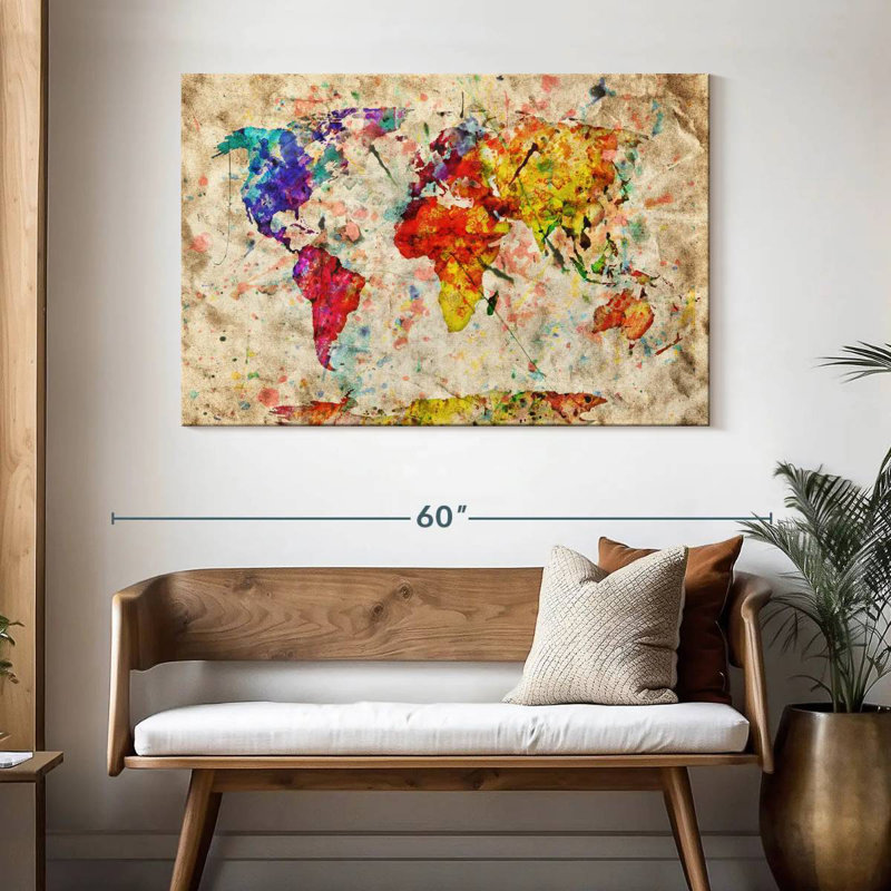Aliaz Retro Expression World Map, 32" H x 48" W