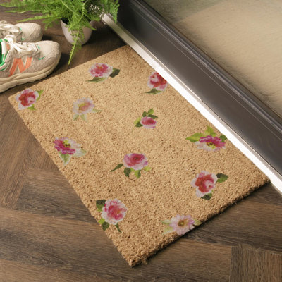 Watercolour Flowers Coir Doormat