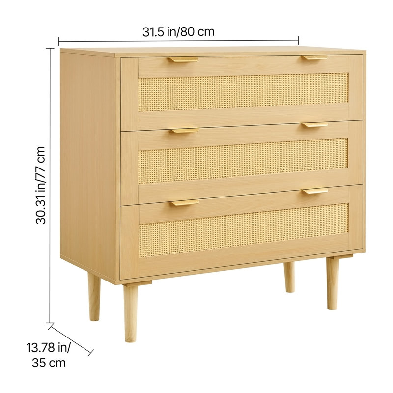Commode 3 tiroirs en rotin