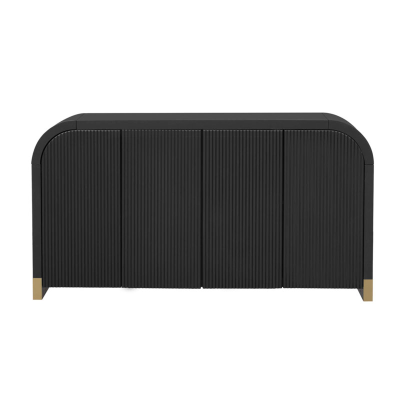 Armoire à panneau ondulé 4 portes à 4 portes avec tablettes réglables, Noir