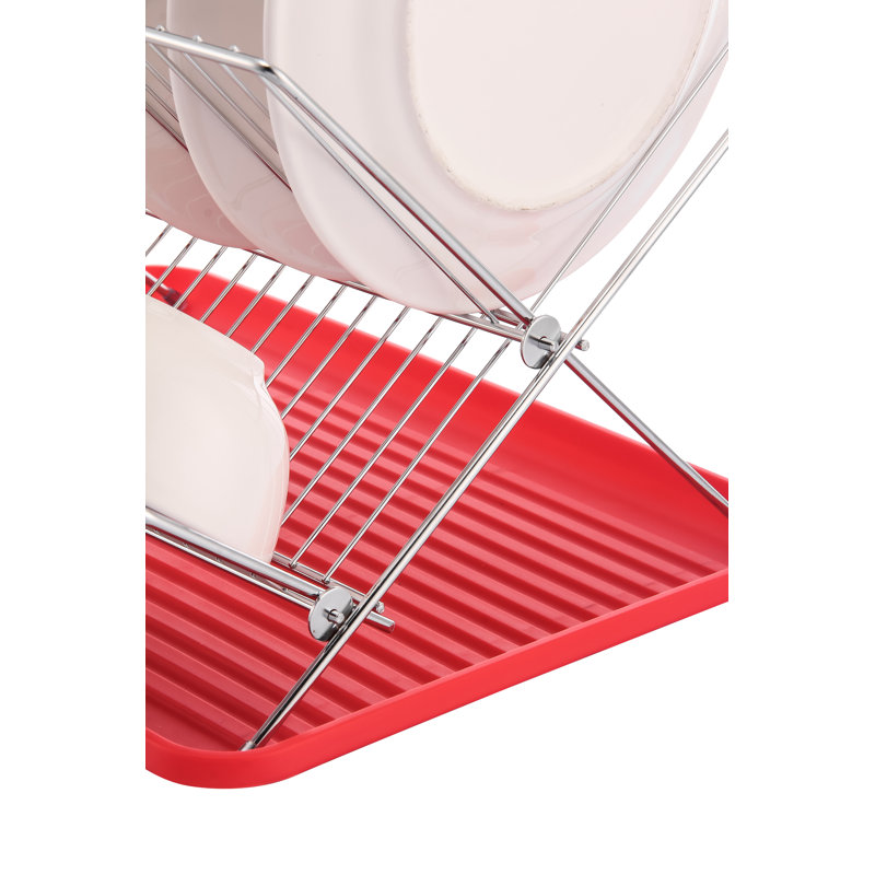 Pliable avec égouttoir à vaisselle, Rouge