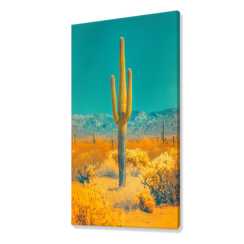 Maricelys Saguaro In The Desert Sun - Cactus, art mural, H 60 po x l 28 po, Toile tendue, Ne s’applique pas