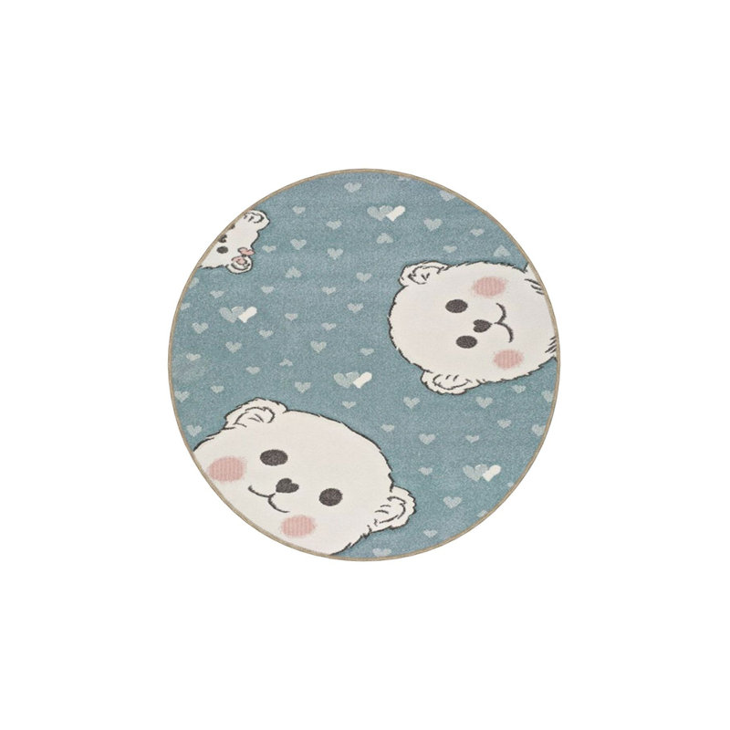 Machine Washable Animal Green Decorative Woven Base Rug, Round 4'11" Rug Pad Included