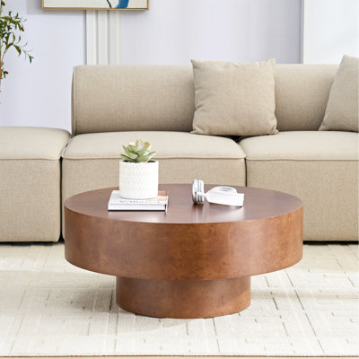 Table basse 31,49 po avec motif en faux bois et piédestal robuste