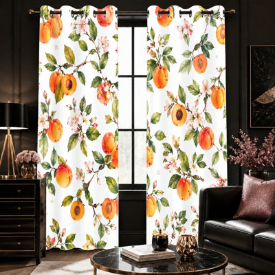 2 pièces de rideaux bloquant le soleil à motif de fleurs de pêcher, style floral artistique, décoration de campagne moderne élégante, décoration de chambre à coucher et de salon pour la maison