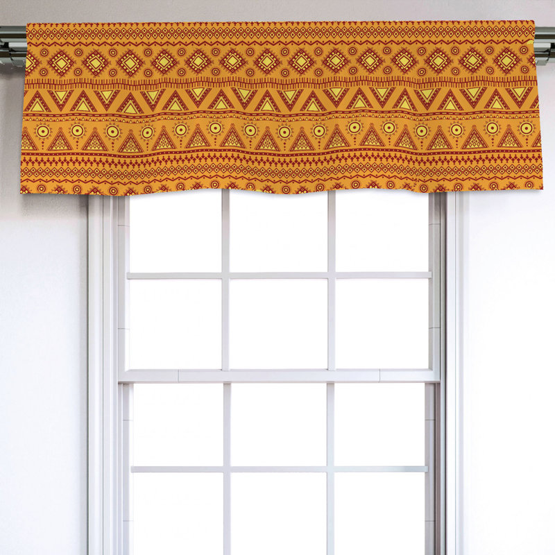 Sateen Geometric Ruffled Window Valance