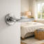 Modern Curved Lever Door Handle Set Brushed Silver Tone Door Furniture on Round Rose with Fixings