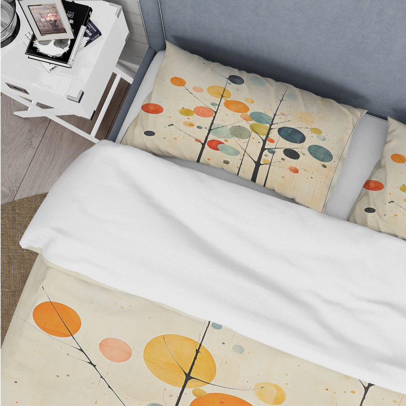 Ensemble de housse de couette beige minimaliste Mid Century, Housse de couette pour grand lit et 2 taies décor