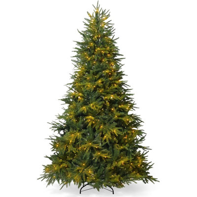 7.5 FT Premium Pre-lit Fraser Fir Christmas Tree w/ 450 Lights and Mixed PVC & PE Branch Tips