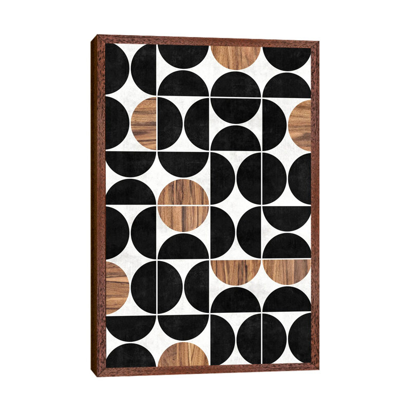 Mid-Century Modern Pattern No.1 1 Piece Wall Art on Canvas, 101.6 cm H x 66.04 cm W, Classic Brown Wood Framed