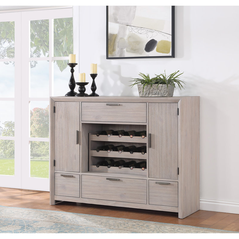 Solid Wood 60" Spirit Cabinet with Wine Rack