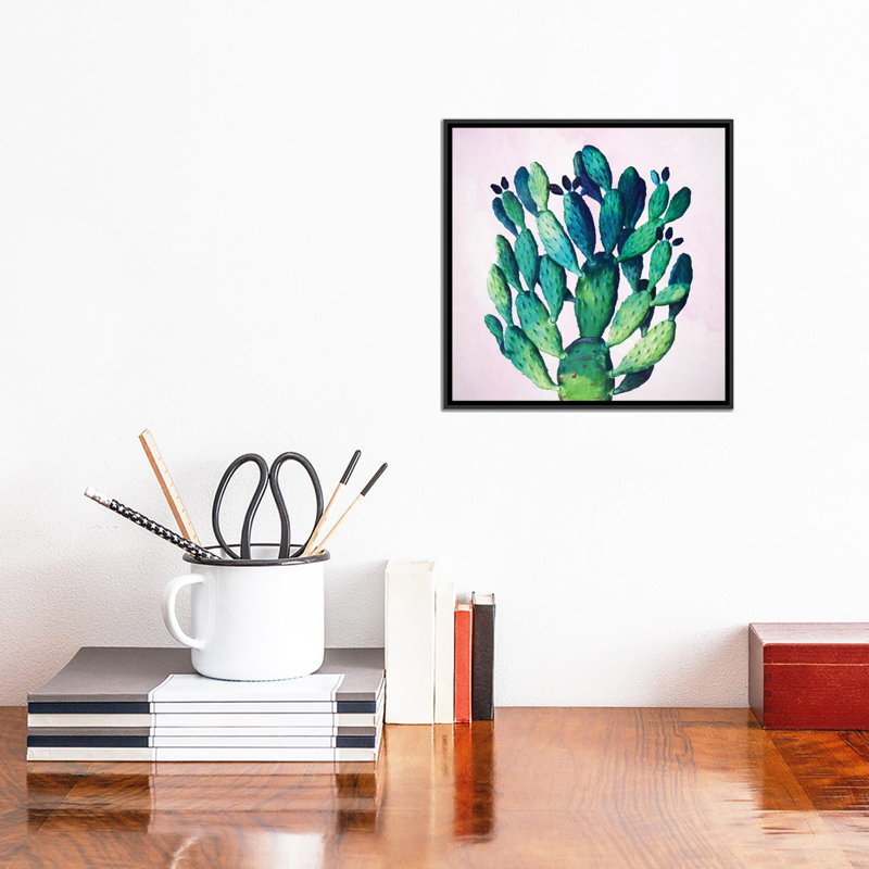 Cactus Plant by 83 Oranges - Wrapped Canvas Gallery-Wrapped Canvas Giclée, 12" H x 12" W x 1.5" D, Black Framed Canvas